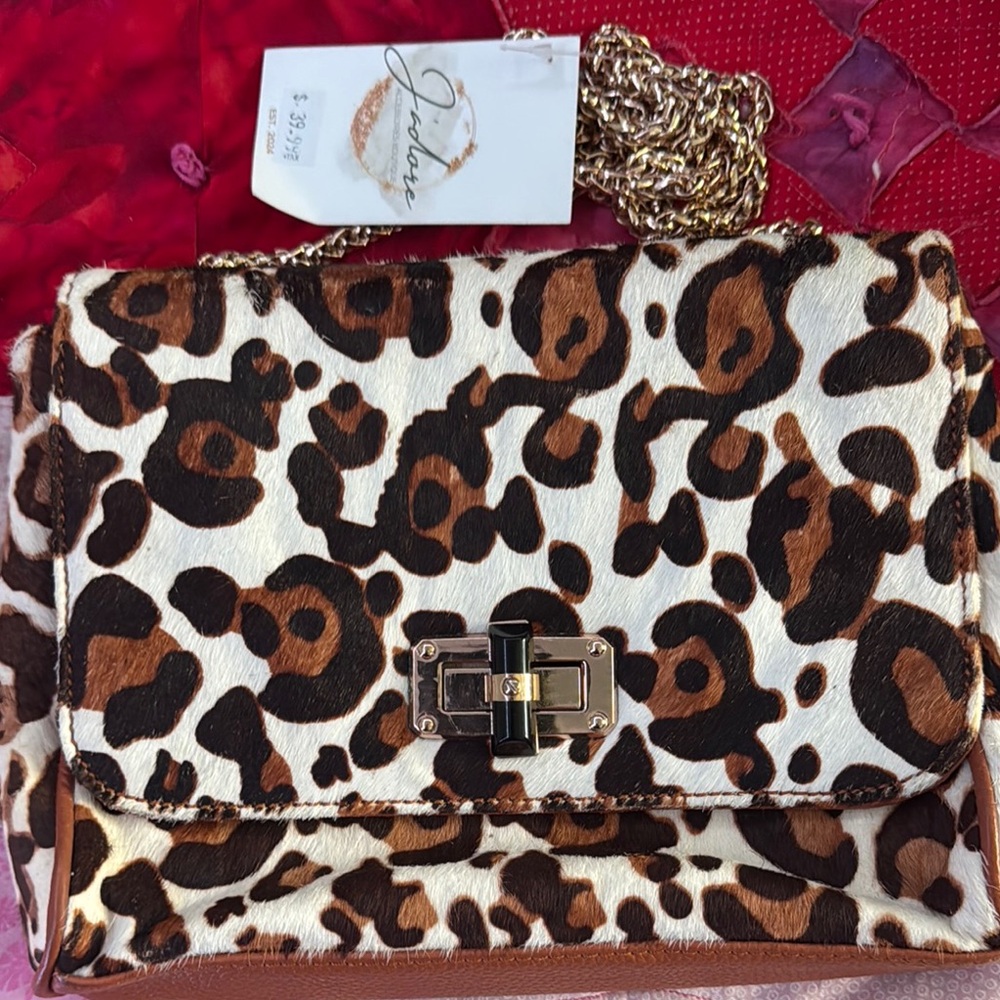 Adore Brown and Cream Crossbody Bag with Gold Chain